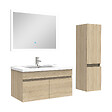 AICA SANITAIRE - Ensemble meuble Salle de Bain 80cm avec vasque + colonne + miroir lumineux 3 couleurs chêne wotan - vignette