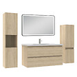AICA SANITAIRE - Meuble Salle de Bain 100cm avec colonne + miroir lumineux 3 couleurs Chêne Wotan - vignette