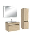 AICA SANITAIRE - Ensemble meuble salle de Bain 60cm simple vasque avec colonne + miroir 3 couleurs Chêne Wotan - vignette