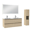 AICA SANITAIRE - Ensemble meuble Salle de Bain 120cm avec vasque et colonne et miroir lumineux dimmable chêne wotan - vignette