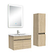 AICA SANITAIRE - Ensemble meuble Salle de Bain 60cm avec vasque + colonne + miroir lumineux 3 couleurs chêne wotan - vignette