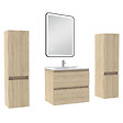 AICA SANITAIRE - Meubles Salle de Bain 60cm avec colonne + miroir lumineux 3 couleurs Chêne Wotan - vignette