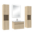AICA SANITAIRE - Ensemble meuble Salle de Bain 60cm avec colonne et miroir lumineux chêne wotan - vignette