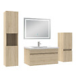 AICA SANITAIRE - Ensemble meuble salle de Bain 80cm avec colonne + miroir mural lumineux 3 couleurs Chêne Wotan - vignette