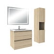 AICA SANITAIRE - Ensemble meuble salle de Bain 60cm avec colonne et miroir 3 couleurs Chêne Wotan - vignette
