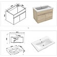 AICA SANITAIRE - Meubles simple vasque 60cm vasque + miroir lumineux Chêne Wotan - vignette