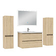 AICA SANITAIRE - Ensemble meuble Salle de Bain 80cm avec colonne et miroir lumineux dimmable chêne wotan - vignette
