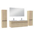 AICA SANITAIRE - Ensemble meuble Salle de Bain 120cm avec colonne et miroir lumineux dimmable mural chêne wotan - vignette