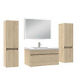 AICA SANITAIRE - Ensemble meuble Salle de Bain 80cm avec colonne et miroir lumineux dimmable mural chêne wotan - vignette