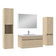 AICA SANITAIRE - Ensemble meuble Salle de Bain 80cm simple vasque avec colonne + miroir lumineux dimmable chêne wotan - vignette