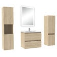 AICA SANITAIRE - Ensemble meuble Salle de Bain 60cm simple vasque avec colonne et miroir lumineux dimmable chêne wotan - vignette