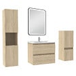 AICA SANITAIRE - Meuble salle de Bain 60cm avec colonne + miroir mural lumineux 3 couleurs Chêne Wotan - vignette