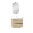 AICA SANITAIRE - Ensemble meubles Salle de Bain 60cm vasque + miroir lumineux Chêne Wotan - vignette