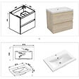 AICA SANITAIRE - Ensemble meubles Salle de Bain 60cm vasque + miroir lumineux Chêne Wotan - vignette