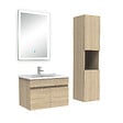 AICA SANITAIRE - Ensemble meuble Salle de Bain 60cm avec vasque + colonne + miroir lumineux dimmable chêne wotan - vignette