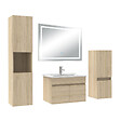 AICA SANITAIRE - Ensemble meuble salle de Bain 60cm avec colonne + miroir mural lumineux 3 couleurs Chêne Wotan - vignette