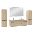 AICA SANITAIRE - Ensemble meubles Salle de Bain 120cm avec colonne + miroir lumineux 3 couleurs Chêne Wotan - vignette