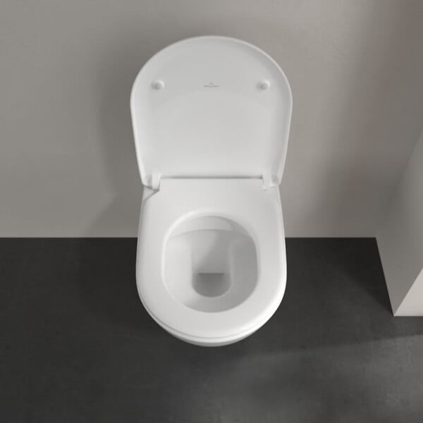 VILLEROY ET BOCH - Pack wc suspendu sans bride  Subway 2.0 + abattant + plaque chromée + bâti Grohe - large