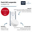VILLEROY ET BOCH - Pack wc suspendu sans bride  Subway 2.0 + abattant + plaque chromée + bâti Grohe - vignette