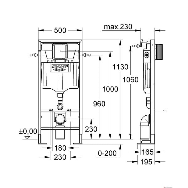 VILLEROY ET BOCH - Pack wc suspendu sans bride  Subway 2.0 + abattant + plaque chromée + bâti Grohe - large