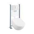 VILLEROY ET BOCH - Pack WC suspendu sans bride  Subway 2.0 + abattant + plaque blanche + bâti Grohe - vignette