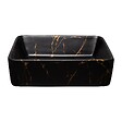 KERRA - Vasque à poser rectangulaire en céramique TANUMA finition marbre noir doré 47.5 x 36.5 x 13 cm - vignette