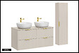 OTITEC - Ensemble meuble de salle de bain de 120 cm - avec plan - avec 2 vasques -  avec colonne - LIVA CASHMERE - vignette