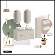 OTITEC - Ensemble meuble de salle de bain de 120 cm - avec plan - avec 2 vasques -  avec colonne - LIVA CASHMERE - vignette