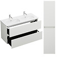 BURGBAD - Pack meuble de salle de bain double vasque 120 cm blanc mat Joline + colonne - vignette