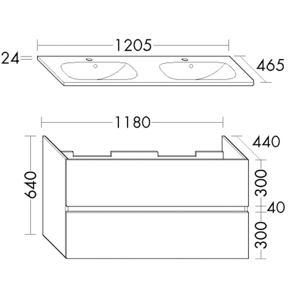 BURGBAD - Pack meuble de salle de bain double vasque 120 cm blanc mat Joline + colonne - large