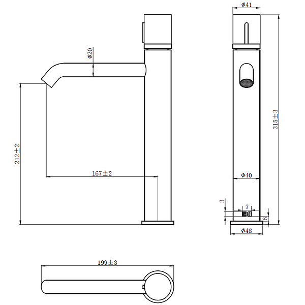 ESSEBAGNO - Manopola mitigeur lavabo haut cuivre brossé marbre - large