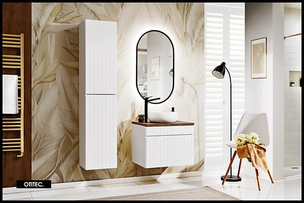 OTITEC - Colonne de salle de bain de 160 cm - Blanc - 2 portes - MINO - large