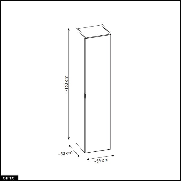 OTITEC - Colonne de salle de bain - 35 x 160 cm - 1 porte - 2 tiroirs - BOLD BLACK - large