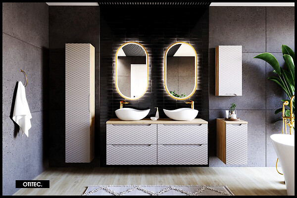 OTITEC - Colonne de salle de bain - 170 cm - Beige - 1 porte - SEA - large