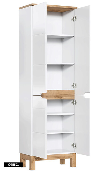 OTITEC - Colonne de salle de bain de 187 cm - Blanc - 4 portes - BALI - large