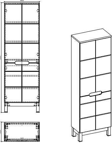 OTITEC - Colonne de salle de bain de 187 cm - Blanc - 4 portes - BALI - large