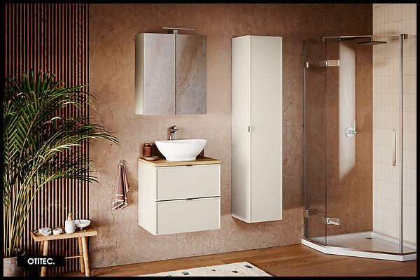 OTITEC - Colonne de salle de bain - 140 cm - Cachemire Mat - 1 porte - ASTRA - large