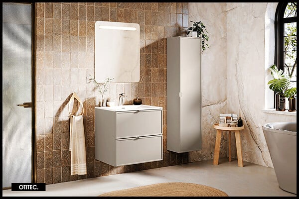 OTITEC - Colonne de salle de bain - 140 cm - Cachemire Mat - 1 porte - ASTRA - large