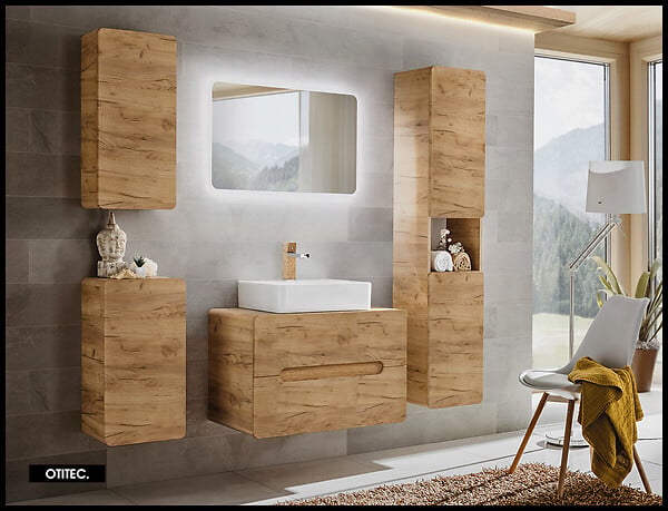 OTITEC - Colonne de salle de bain de 170 cm - Oak - 2 portes - PASTI CRAFT - large