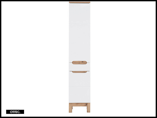 OTITEC - Colonne de salle de bain de 187 cm - Blanc - 2 portes et 1 tiroir - BALI - large