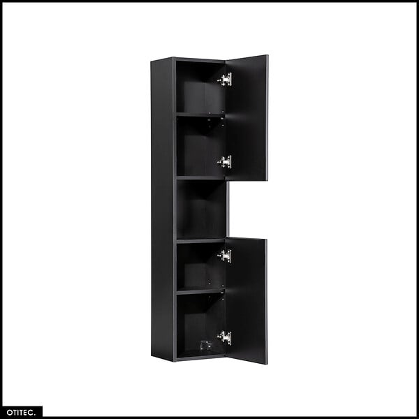 OTITEC - Colonne de salle de bain - 140 cm - Noir - 2 portes - VOLTA - large