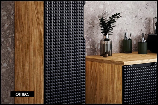 OTITEC - Colonne de salle de bain - 170 cm - Noir - 1 porte - SETTA - large