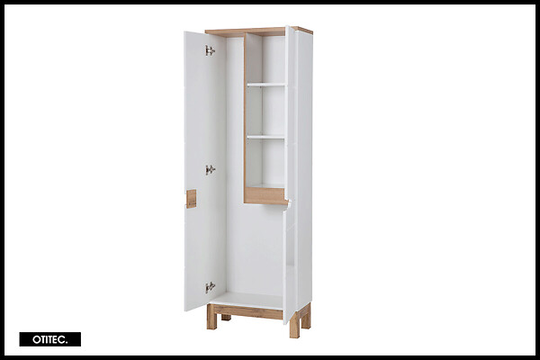 OTITEC - Colonne de salle de bain de 187 cm - Blanc - 3 portes - BALI - large