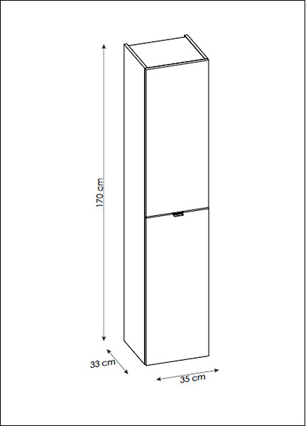 OTITEC - Colonne de salle de bain - 170 cm - Gris - 2 portes - LISOA - large