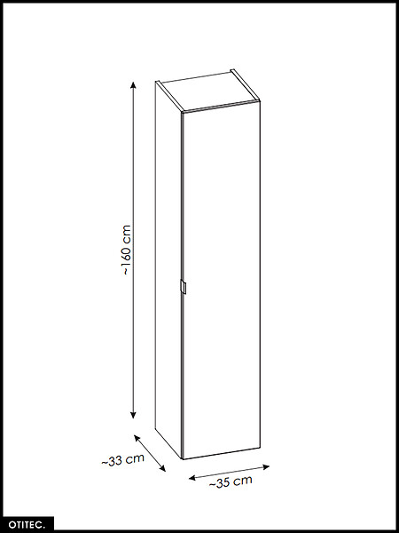 OTITEC - Colonne de salle de bain - 35 x 160 cm - 1 porte - 2 tiroirs - BOLD TAUPE - large