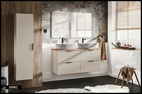OTITEC - Colonne de salle de bain de 140 cm - Cachemire Mat - 1 porte - LIVA - large