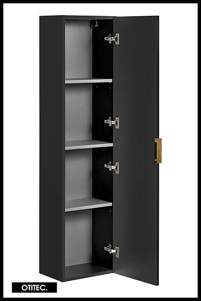 OTITEC - Colonne de salle de bain de 140 cm - Noir - 1 porte - LIVA BLACK - large