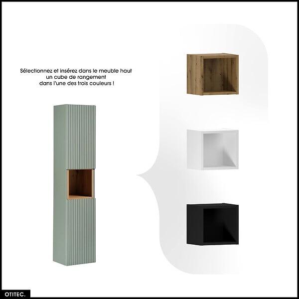 OTITEC - Colonne de salle de bain - 30 x 140 cm - 2 portes - ROSEAU - large