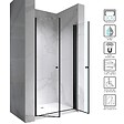 SANIVERRE - GINA-BLACK Porte de douche battante H.180 x L. 76 à 80 cm verre transparent anticalcaire - vignette