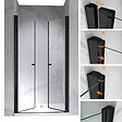 SANIVERRE - GINA-BLACK Porte de douche battante H.180 x L. 76 à 80 cm verre transparent anticalcaire - vignette